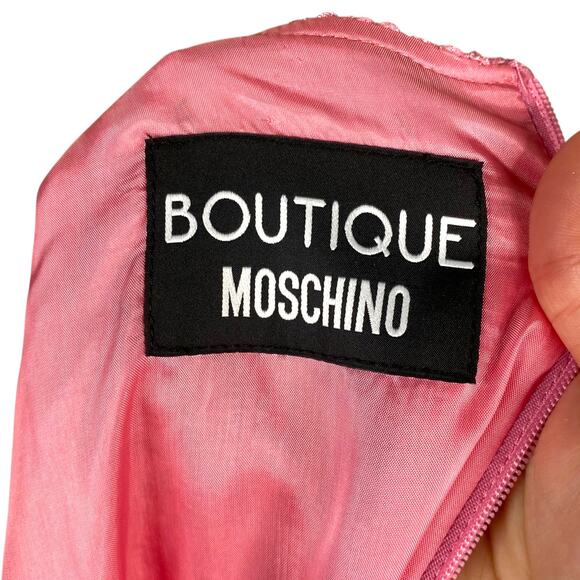 NWT Boutique Moschino $795 Fitted Pink Tweed Button Detail Sheath Dress SZ 8 - Picture 10 of 12